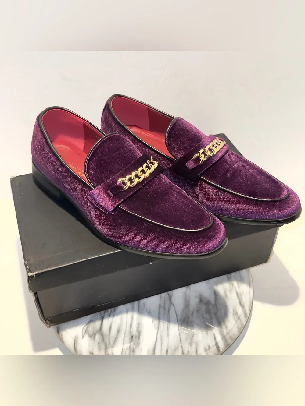 Metro Charm. Arthur 2 Men’s 10 Purple Velvet Loafer Smoking Dress Shoe. Prom !